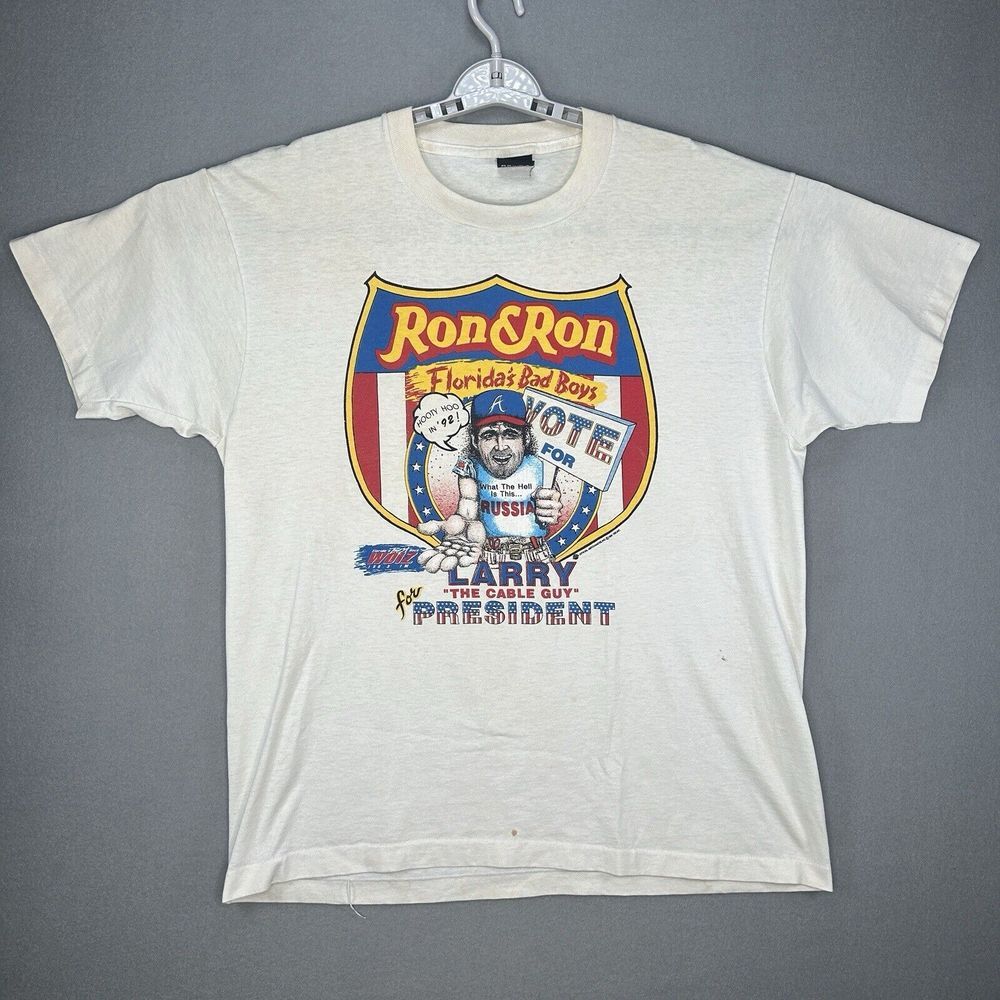 VTG 90s Larry The Cable Guy T Shirt Mens XL‎ SIGNED 1997 Florida Vote Elections